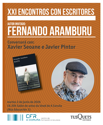 TusquetsEditor's tweet photo. Mañana, 2 de junio, Fernando Aramburu participará en XXI Encontros con Escritores en A Coruña, donde conversará con Xavier Seoane y Javier Pintor sobre su novela ‘Maite’. ¡Te esperamos!
#FernandoAramburu #Maite @FernandoArambur https://t.co/5pa25ra87u