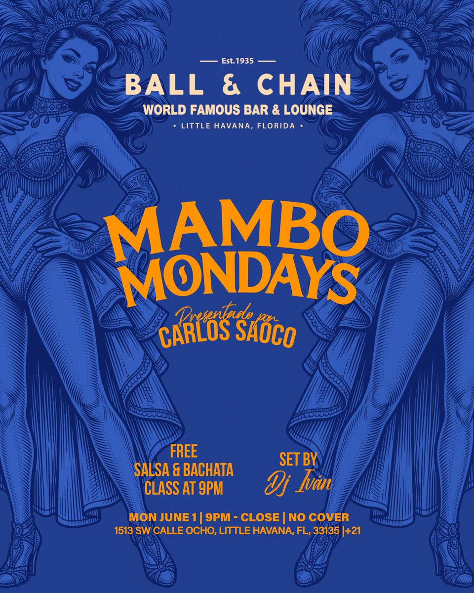 BallAndChainBar's tweet photo. TODAY: #LiveMusic NOW to 6 p.m., #HappyHour 4 to 7, #LiveJazz 6 to 9, then #MamboMondays with DJ Ivan + a FREE #SalsaClass & #BachataClass, 9
TOMORROW: #Bachatuesday includes DJ Vila + a FREE #BachataLesson
#supportlocal https://t.co/kBdwIKSopr
๐๐ https://t.co/ox7aFIKwp8