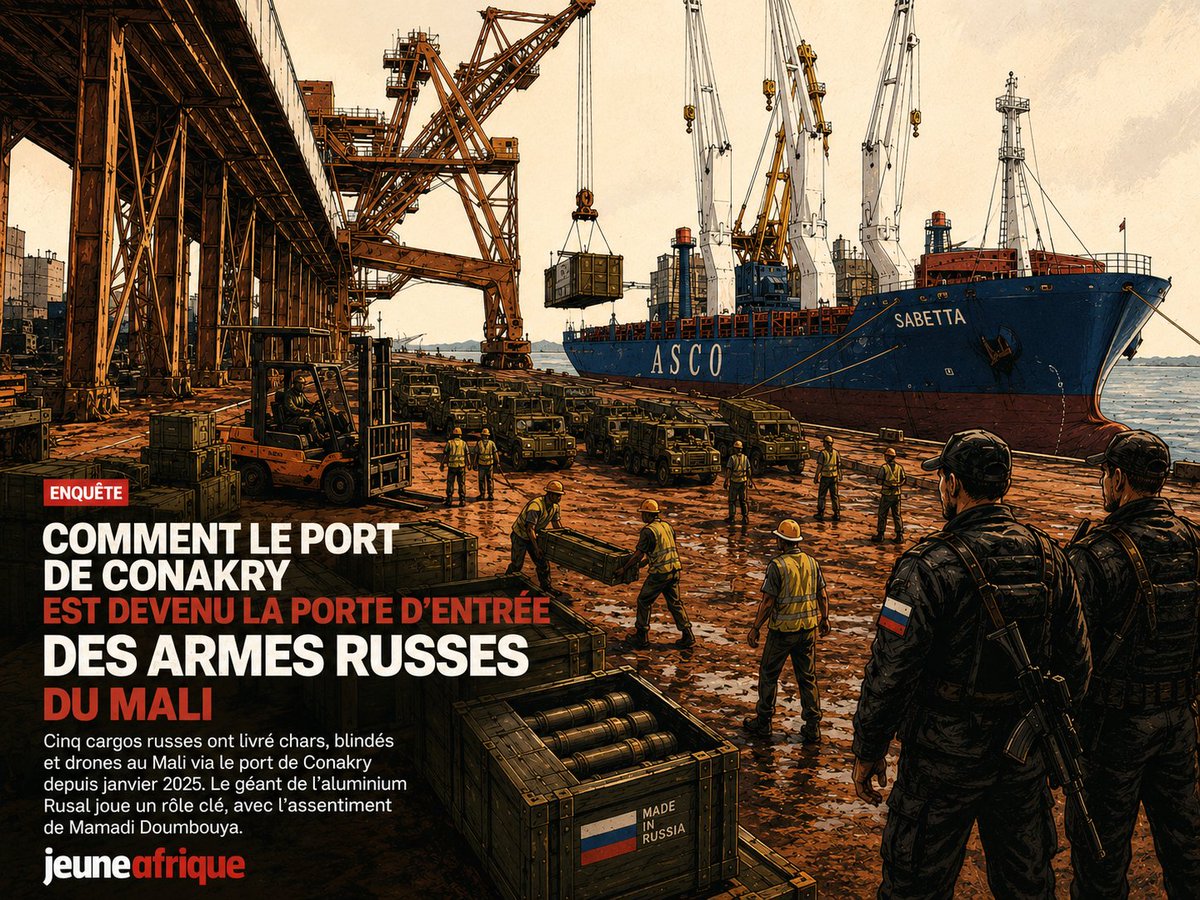 MathieuOlivier's tweet photo. ENQUÊTE @jeune_afrique 
Comment le port de Conakry est devenu la porte d’entrée des armes livrées par la #Russie au #Mali
https://t.co/LzAWX1Byau https://t.co/UDFPsw2rNd