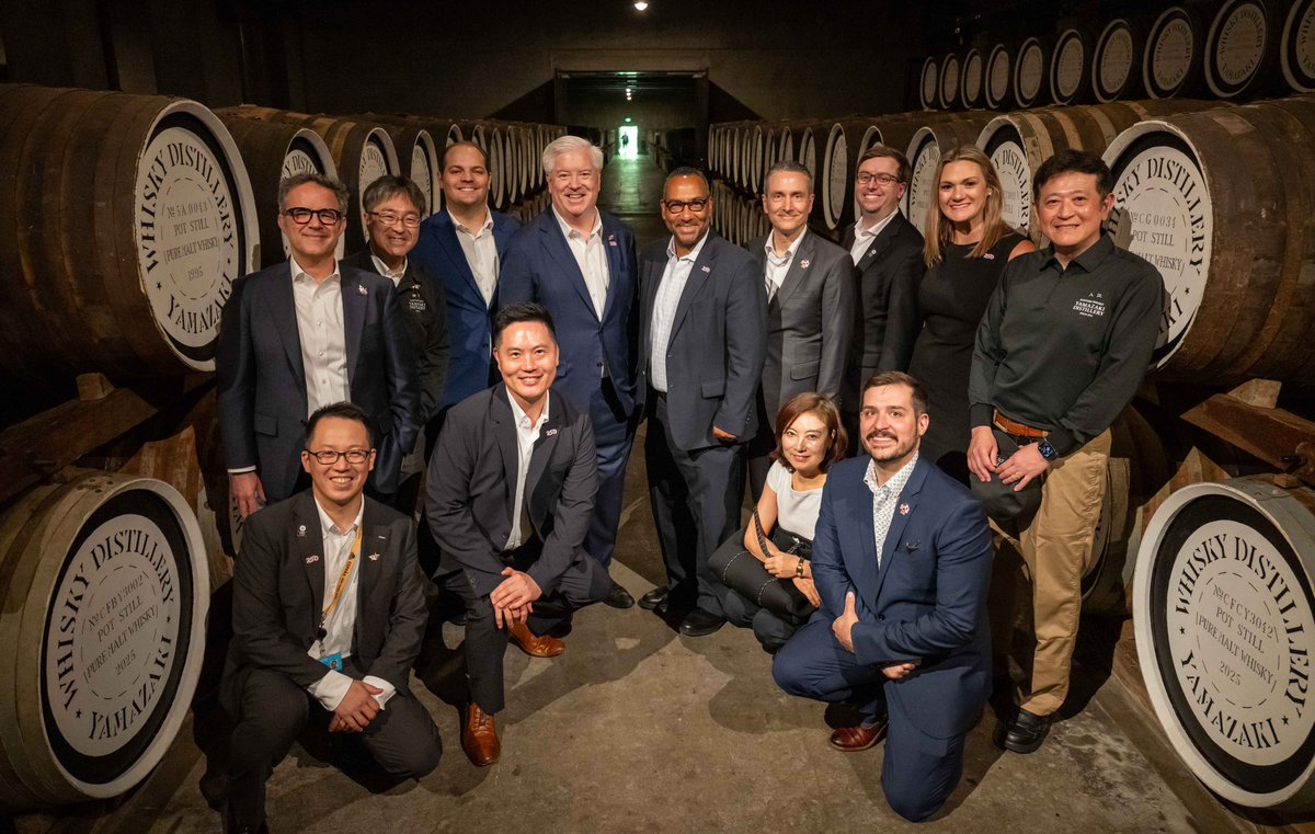 USAmbJapan's tweet photo. More than 170 years after Commodore Perry presented gifts, including 100 gallons of 🇺🇸whiskey to the 🇯🇵 emperor, @suntory’s whiskies are savored across the world. Today’s visit to @suntory’s Yamazaki Distillery was a chance to experience our shared 🇺🇸 🇯🇵 dedication to a craft and appreciation for distilled excellence.