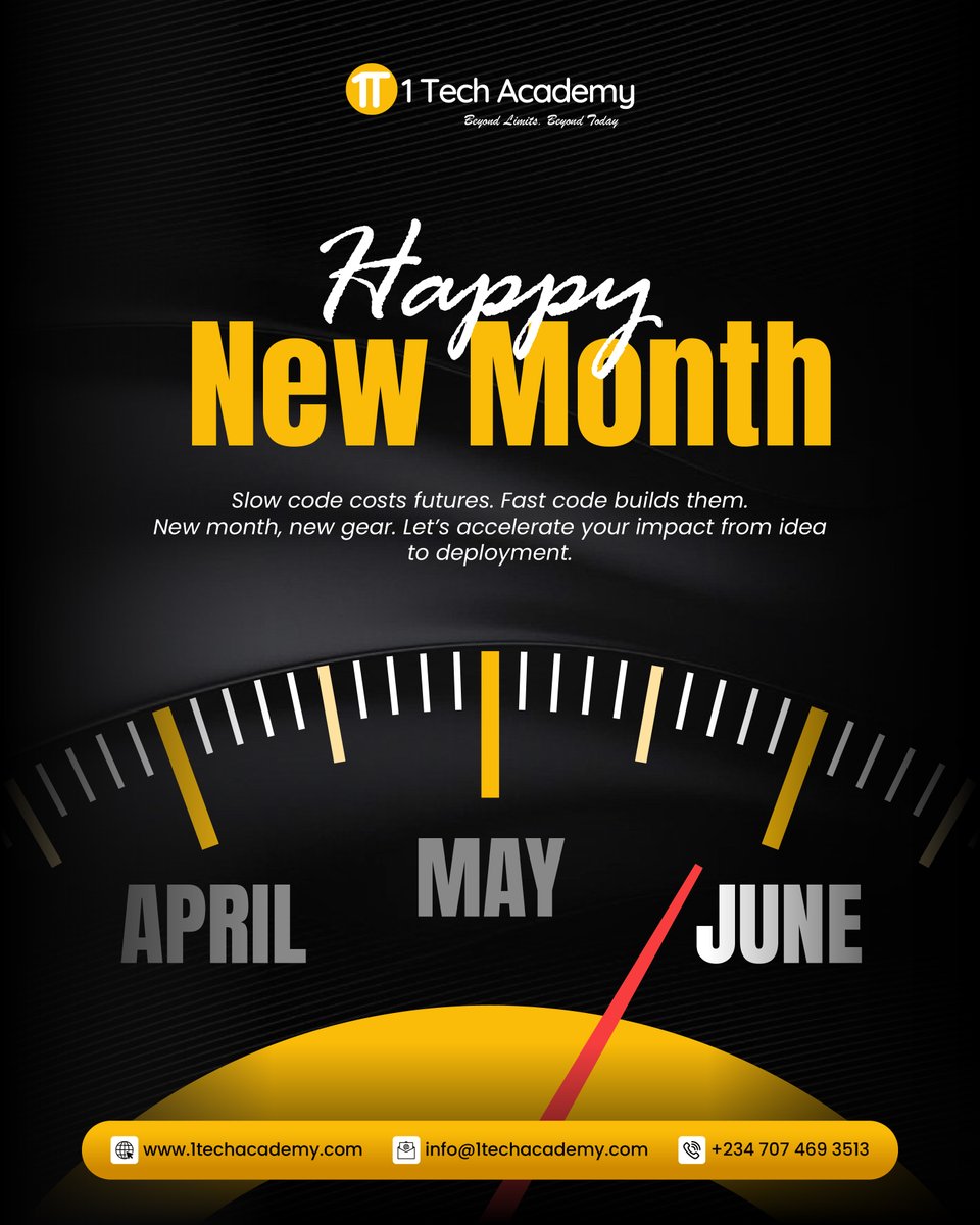 1techAcademy's tweet photo. New month. New goals. New chances to build something better.  

Many great ideas never become anything because people keep waiting for the “right time.” But in tech, speed matters. Not rushing blindly, but learning faster, building faster, testing faster, and improving faster. https://t.co/YJdSHgIPxh