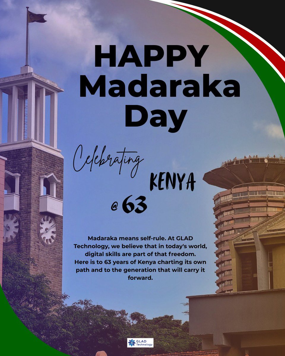 GladTechnology's tweet photo. Freedom was won in 1963. Today we honour it by equipping the next generation with tools to build their own future. Happy Madaraka Day Kenya! 🇰🇪
#MadarakaDay2026 #GLADTechnology #Madaraka63 #TechEducation https://t.co/lureWoPMxR
