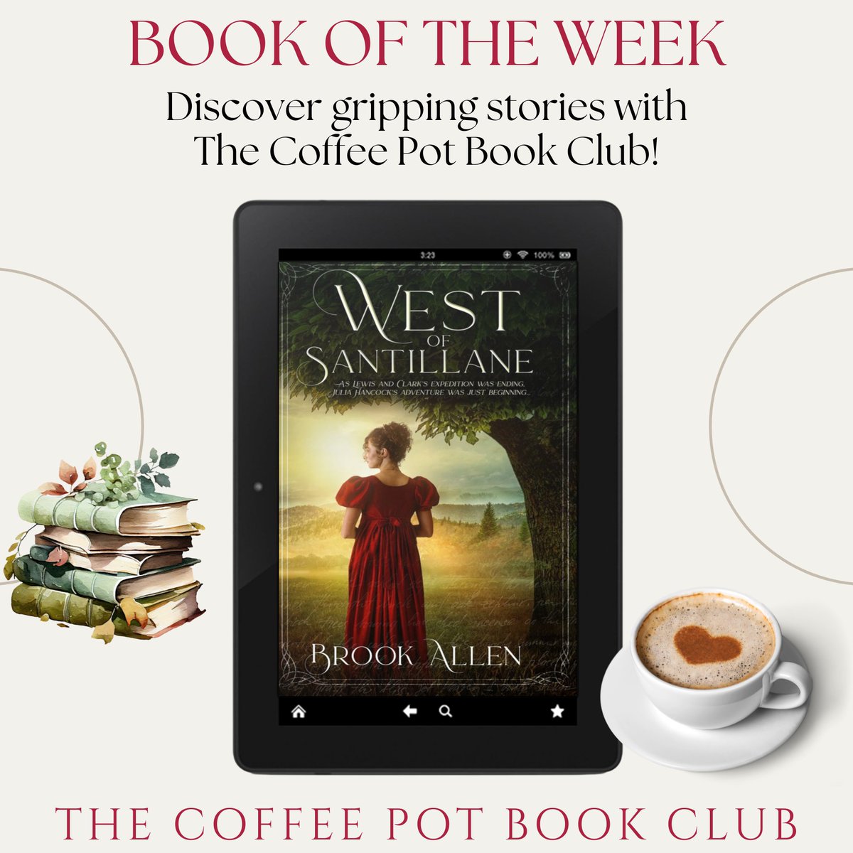 cathiedunn's tweet photo. Check out The Coffee Pot Book Club #BookOfTheWeek:

✨West of Santillane by Brook Allen✨

Discover an enthralling romantic adventure that transcends frontiers, based on historical events!

https://t.co/YY9v3gXiiW
#HistoricalFiction #WomenInHistory #WomensFiction
@1BrookAllen https://t.co/sbZfq9OHWm