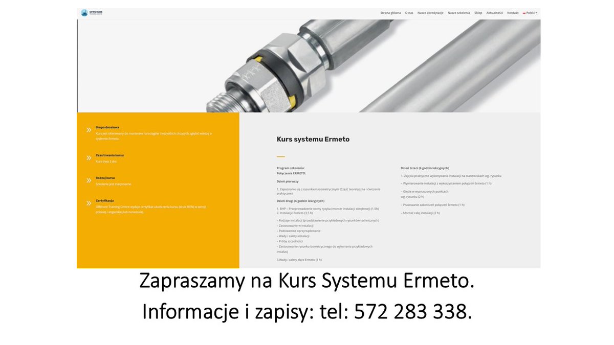 stanship's tweet photo. Zapraszamy na SZKOLENIE ERMETO - Czerwiec 2026. Miejsce szkolenia: Gdynia. Certyfikat ukończenia szkolenia będzie wydany w j. norweskim i angielskim. Informacje i zapisy: tel: 572 283 338 #szkolenia #szkolenie #training #ermeto #kurs #norwegia #pipe #instalacje #norwegia https://t.co/FcfHKTNJtQ