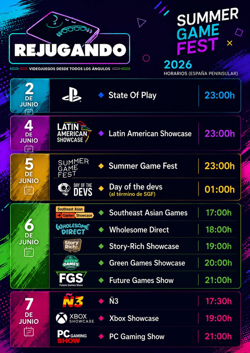ReJugando's tweet photo. La navidad ha llegado, está  es la semana del #Summergamefest
Los anuncios que marcarán los próximos años, los debates y los momentos que recordaremos durante meses.
📺 Y en Rejugando lo vivimos juntos:
Si amas los videojuegos, esta es tu semana.
Nos vemos en directo. 💜 https://t.co/f0s91DMEDo
