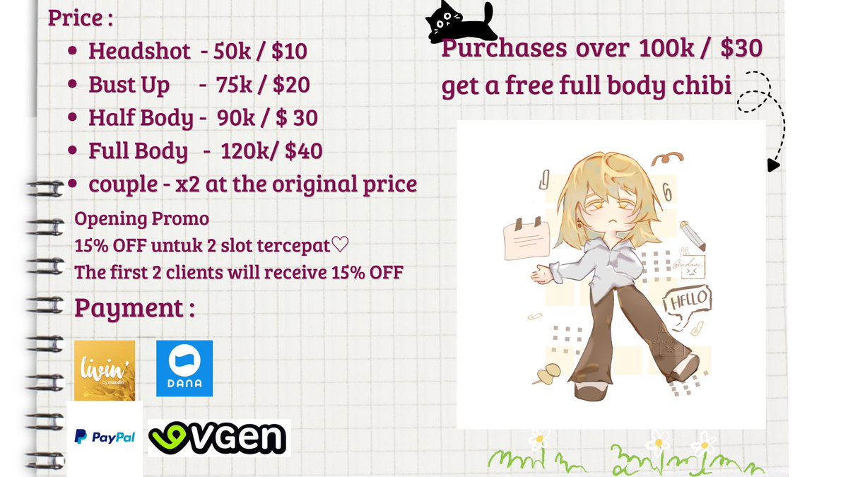 seishironda31_'s tweet photo. OPEN COMMISSION ART ✨️
[ RT &amp; LIKE are very appreciated ]

for the 2 fastest slots 15% discount 
vgen : https://t.co/3bkjcxfeP1
 DM for commission ❤️
#ArtCommission #OpenCommission
#Artist #ArtCommissionIdn #ChibiCommission https://t.co/okXU0VaL8p