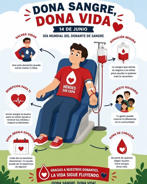 BSCANTABRIA's tweet photo. 📆Este domingo, 14 de junio, se celebra el Día Mundial del Donante de Sangre, una fecha para agradecer la generosidad de todas las personas que, con un gesto sencillo y altruista, ayudan a salvar vidas cada día.

#DíaMundialDelDonanteDeSangre #DonarSangreEsDonarVida https://t.co/C4Hp5tg2CC