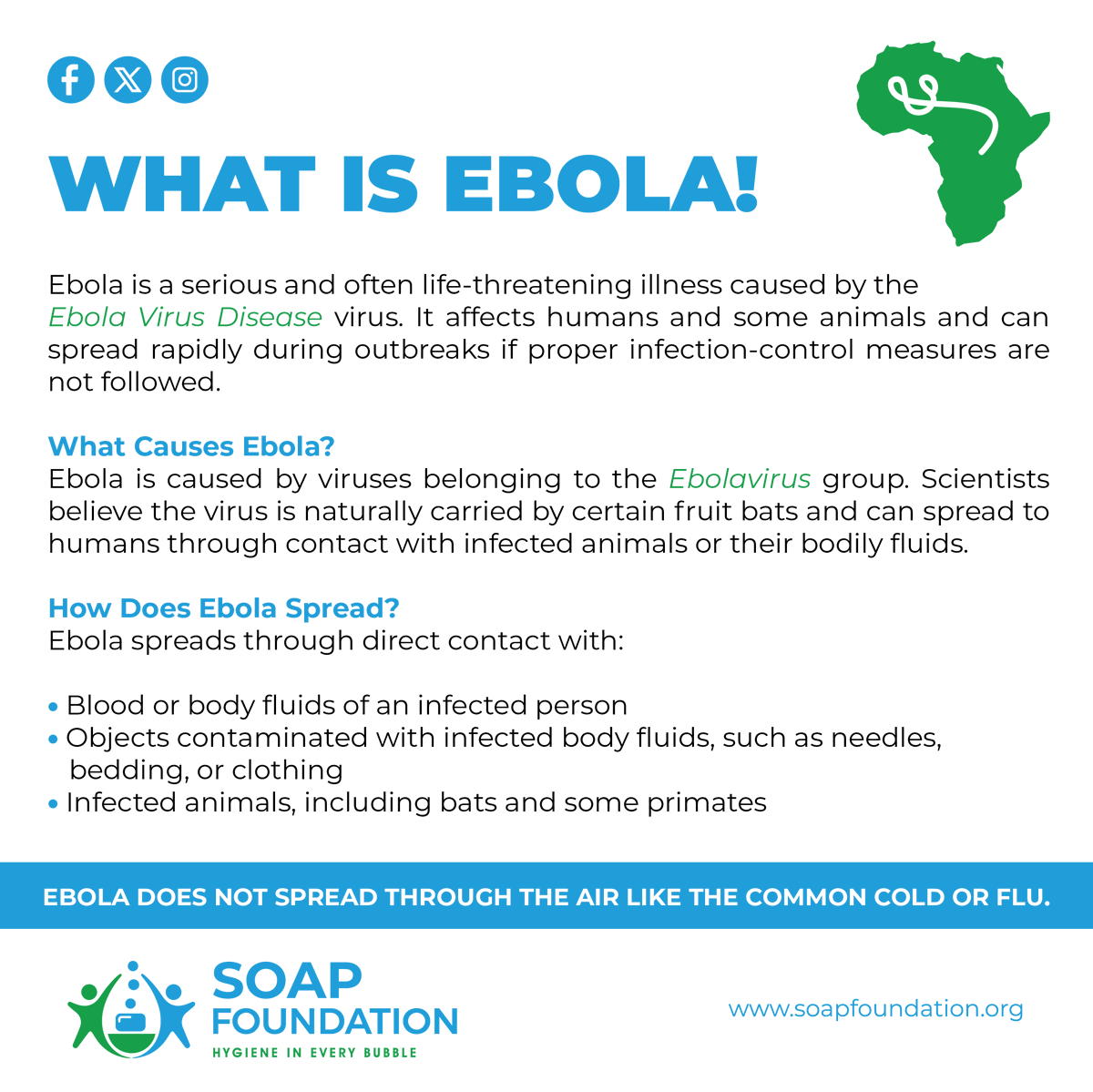 soapfoundation's tweet photo. In times of disease outbreaks such as Ebola, access to soap becomes more than a basic necessity; it becomes a critical tool for protection.

Together, let's build healthier communities through better hygiene practices #soapfoundation #EbolaVirus #komeshaebola https://t.co/MDoKZslNh2