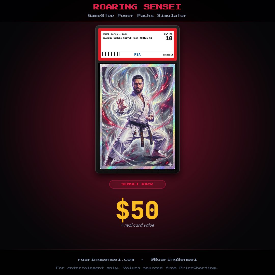 M_oass's tweet photo. 🎉 I pulled the rare Sensei Silver prize card on Roaring Sensei's Pokémon Pack Simulator — the one real win in the whole game. It earns me a real $50 GameStop Power Pack, awarded live on stream! 🏆

https://t.co/KKcXv7QmYJ
@RoaringSensei @GameStop @PowerPacks https://t.co/hAS0wMgSrV