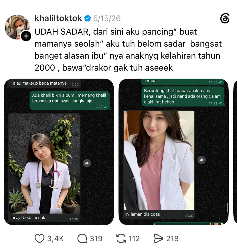 LambeSahamjja's tweet photo. Guys, ada kasus yang menurut gue paling mengejutkan dan paling penting untuk dibahas bukan karena orangnya terkenal tapi karena ini bisa terjadi ke siapapun. Bahkan ke orang yang kita pikir paling tidak mungkin kena.

Kalil Toktok content creator TikTok yang sering buat konten lucu bg (dibaca beger)
hampir jadi korban love scam yang dirancang dengan sangat sistematis dan sangat kejam.

Dan ketika semua terbongkar 
ternyata ujungnya bukan cinta. 
Ujungnya adalah afiliasi judi online.

Kronologi dari awal dan ini yang paling penting dipahami:

Awalnya sangat innocent. 
Ada seseorang DM Kalil di TikTok saat dia sedang live minta tolong diajarin tentang Islam karena dia Hindu yang sedang mempertimbangkan menjadi mualaf.

Kalil yang dikenal aktif di majelis dan punya latar belakang keagamaan merespons dengan tulus. Percakapan pindah ke WhatsApp. 

Semua masih normal tentang Islam, tentang hati yang bersih, tentang tolong menolong.

Profilnya meyakinkan: foto berlatar Bali, b
ackground kedokteran, magang di RSCM. 
Wajah yang menarik. 
Tidak ada tanda-tanda mencurigakan.

Tapi inilah yang tidak banyak orang sadari: 
pelaku sudah meriset Kalil jauh 
sebelum kontak pertama. 
Cincin di jari mana. 
Tasbih yang dililitkan. 
Makanan kesukaan. 
Kebiasaan tidur. 
Semua sudah dipelajari sebelum melancarkan operasi.

Dan ini bagian yang paling mengerikan timing yang dipilih pelaku:

Pelaku tidak sembarangan menyerang. 
Mereka menunggu dan memilih momen ketika Kalil paling rapuh.

Dalam waktu berdekatan Kalil menghadapi banjir di Aceh dan jadi relawan, akunnya hilang, saldonya dikuras, dan ibunya meninggal.

Di titik paling gelap itulah bom perhatian dimulai. 
Pelaku tiba-tiba sangat hadir menemani begadang tiga hari tiga malam, mengirimkan obat karena asam lambung Kalil kambuh (dengan dosis yang hampir overdosis), 

membawa-bawa nama almarhumah ibunya dalam percakapan, bahkan mengklaim dapat mimpi tentang Rasulullah setelah bicara dengan Kalil.

"Identitas kita bisa dipakai buat memanipulasi titik lemah siapapun mau artis, ustaz, apapun profesinya."

Dan ini tentang karakter-karakter yang dimainkan yang paling membuat gue tercengang:

Pelaku tidak hanya memainkan satu karakter. 
Mereka membangun seluruh keluarga fiktif:

Ada si gadis dokter yang minta diajari Islam. 
Ada ibunya yang katanya sering nonton Kalil dan berdoa semoga Kalil jadi jodoh anaknya. 
Ada ayahnya yang katanya pengacara dan datang ke Jakarta untuk menemui Kalil. 

Ada abang sepupunya yang muncul setelah ada konflik dan menyalahkan Kalil karena ibunya "meninggal." 
Ada adiknya yang VN-nya dipakai untuk meyakinkan Kalil.

Setiap kali Kalil hampir pergi karakter baru muncul untuk menariknya kembali. 
Setiap kali Kalil hampir curiga 
ada alasan baru yang masuk akal.

Dan foto-foto yang dipakai? 
Foto orang asli dipilih dari media sosial, diedit ulang menggunakan Gemini Pro dan After Effect untuk mengubah detail wajah.

Dan ini tentang momen-momen pelaku hampir berhasil:
Pertemuan mualaf dijanjikan Kalil dari Aceh langsung terbang ke Jakarta untuk jadi saksi. 
Dibatalkan.

Buka puasa bersama dijanjikan 
dibatalkan karena "abangnya punya hutang."

Pertemuan dengan ibunya dijanjikan
dibatalkan karena "ibunya masuk ICU."

Setiap pembatalan disertai drama emosional yang membuat Kalil merasa bersalah. 

Dan setiap kali Kalil hampir blokir
ada karakter baru yang muncul dengan pendekatan baru.

Bahkan ketika Kalil akhirnya memblokir pelaku datang dengan nomor baru dan ancaman bunuh diri. 
Lalu muncul lagi dengan narasi bahwa ibu mereka meninggal gara-gara Kalil memblokir.

Kalil yang baru kehilangan ibunya sendiri muntah mendengar kabar itu. 
Itu bukan reaksi yang berlebihan. 
Itu adalah reaksi manusia yang emosinya sedang dieksploitasi secara sangat sadis.

Dan ini bagian yang paling mengejutkan apa sebenarnya tujuan pelaku:

Kalil tidak pernah memberikan uang. 
Tidak pernah memberikan KTP atau NIK. 
Hampir memberikan nomor rekening tapi tidak jadi.

Lantas apa yang mau dicuri?
Setelah semua terbongkar dan pelaku akhirnya dihadapi secara langsung jawabannya keluar: 
afiliasi akun judi online.

Tujuannya bukan mencuri uang Kalil secara langsung. Tujuannya adalah menggunakan nama dan pengaruh Kalil sebagai content creator untuk mempromosikan akun judi online melalui skema afiliasi. 
Follower Kalil adalah targetnya. 
Kalil hanyalah jembatan menuju ratusan ribu orang.

Dan ini tentang pelakunya yang paling mengejutkan:
Pelakunya satu orang perempuan. 
Bukan sindikat besar dengan tim banyak. 
Satu orang yang memainkan semua karakter itu sendirian dengan bantuan adiknya untuk voice note.

Dia bukan dokter. 
Bukan dari Bali. 
Tinggal di Jakarta Timur. 
Dan ketika akhirnya ketemu secara langsung tidak ada penyesalan. Tidak ada air mata. 
Lebih ke ekspresi "ups, ketahuan" daripada rasa bersalah yang tulus.

Pengakuannya: 
dia mengaku mengidap sakit jiwa dan adalah pasien RSCM. Dan ini bukan penipuan pertamanya adiknya sendiri mengakui bahwa kakaknya sering melakukan hal seperti ini.

Dan ini pelajaran yang paling penting dari seluruh kasus ini:

Satu: Love scam tidak memilih korban berdasarkan kebodohan. Korban dipilih berdasarkan momen kerentanan. Kalil bukan orang bodoh tapi dia dalam kondisi berduka, kelelahan, dan sendirian. Itulah yang dieksploitasi.

Dua: Semakin masuk akal ceritanya semakin perlu kamu curiga. Pelaku yang baik akan selalu punya alasan yang masuk akal untuk setiap kejanggalan.

Tiga: Foto wajah di internet sekarang bisa dimanipulasi dengan AI dengan sangat mudah. Verifikasi identitas seseorang hanya lewat foto dan video call tidak lagi cukup karena bahkan video bisa diedit.

Empat: Kalau seseorang yang baru kamu kenal secara online mulai mengungkit kesedihanmu, membawa nama orang yang kamu sayangi yang sudah pergi, dan membuat kamu merasa bertanggung jawab atas keselamatan mereka itu adalah tanda bahaya yang paling jelas.

Lima: Ujung dari love scam selalu ada satu hal: keuntungan. Entah uang, entah identitas, entah akses ke jaringanmu. Tidak pernah benar-benar cinta.

Kalil selamat. Tidak ada uang yang hilang. Tidak ada identitas yang bocor. Tapi dia melewati berbulan-bulan di titik paling rapuh hidupnya berduka atas ibunya sambil emosinya dieksploitasi secara sistematis oleh seseorang yang sudah meriset hidupnya lebih detail dari yang dia sadari.

Dan kasus ini hanya satu dari ribuan yang tidak pernah diceritakan karena kebanyakan korban terlalu malu untuk mengakuinya.

Kalil memilih untuk cerita. 
Dan itu keberanian yang lebih besar dari yang kebanyakan orang bayangkan.