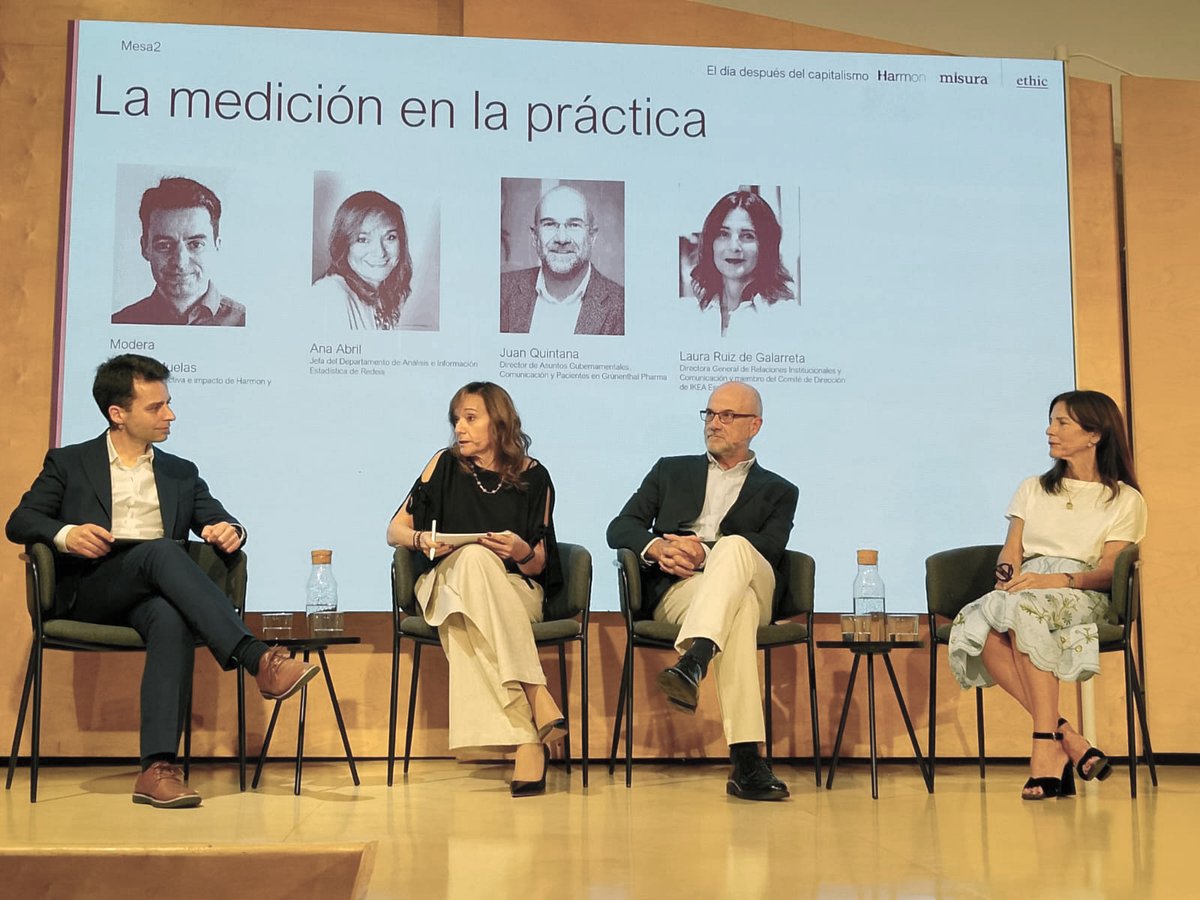 RedeiaCorp's tweet photo. 📉 Hoy nuestra responsable de Análisis e Información Estadística, Ana Abril, comparte  una reflexión clave en la jornada ‘El día después del capitalismo: decisiones basadas en datos’, de #Misura @SomosHarmon y @Ethic_ 👇 

🎙️ “La medición de impacto nos ayuda a entender el valor que generamos más allá de lo financiero”  👉 El reto es “que las empresas midamos el éxito no solo en cuánto crecemos, sino en cuánto hacemos crecer a los demás”.