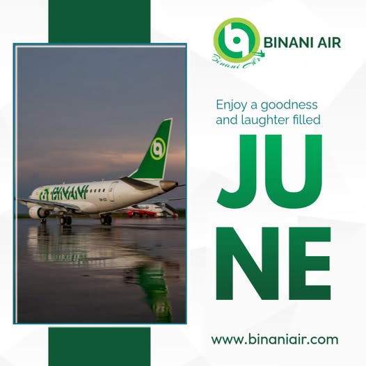 BinaniAir's tweet photo. The month of June is here with great possibilities and loads of laughter.
May this month bring favour, open doors, and results for good work.
Enjoy!
##FlyBinaniAir #BinaniAir #NewMonth https://t.co/ZISoGeuphn