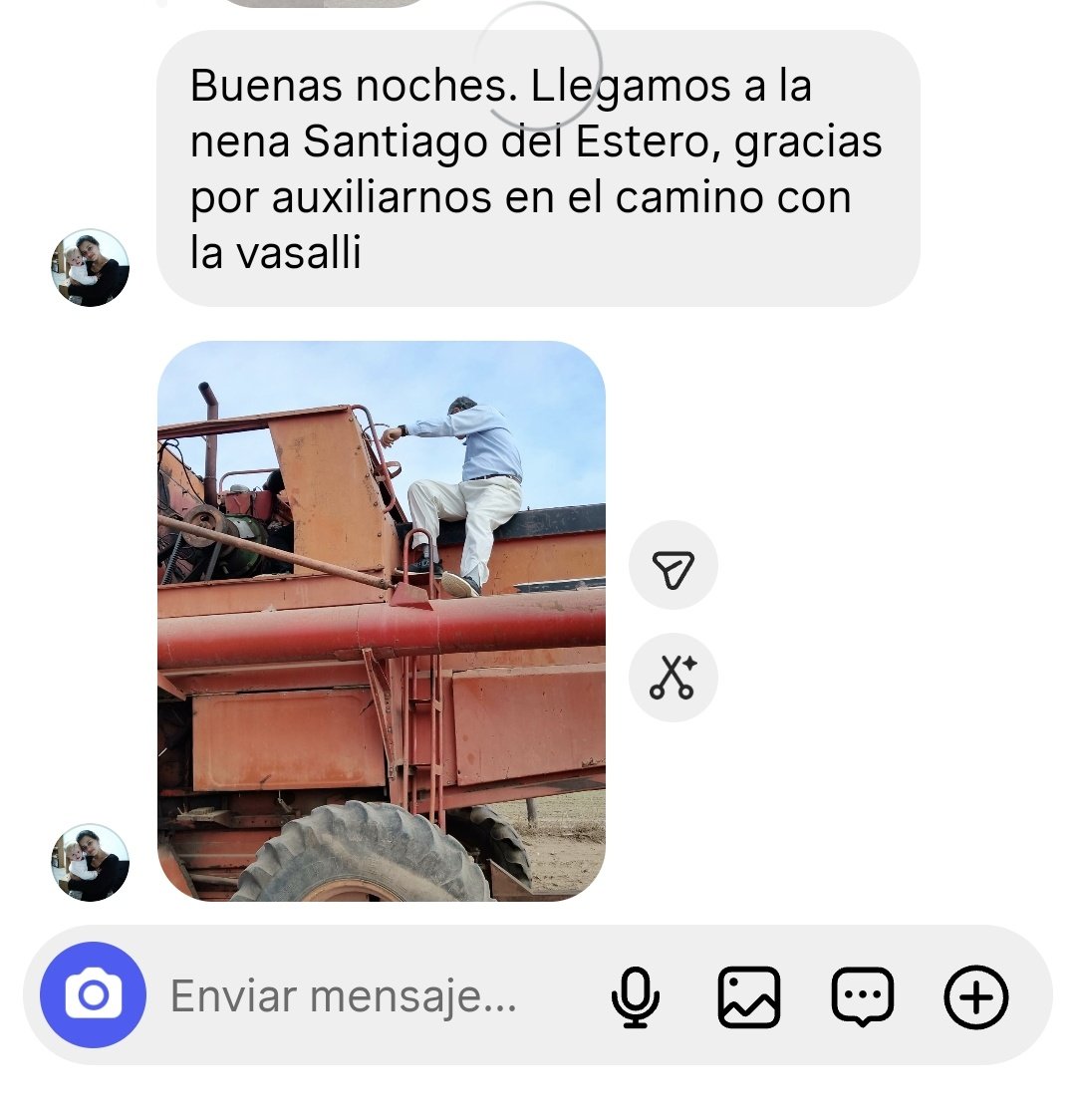 rmpeck2012's tweet photo. LEGARON BIEN!!!!!
Hoy me mandan un  mensaje los cosecheros de La Nena (Los Juries) agradeciendo haberlos ayudado a arrancar la cosechadora en Campo del Cielo!!
El lado positivo de las redes!!! https://t.co/PUwozMujjt