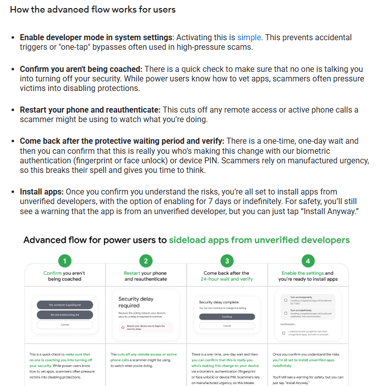 Horahawgy's tweet photo. @waozixyz If you go in here in that link you can read that you can still download apps from unverified developers but it will take extra steps to ensure the user understands the risks they are taking. You will, at the minimum, be locked out of the unverified apps for one day. https://t.co/L86IxN38rr