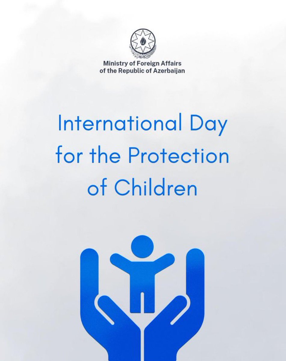AzAmbassadeFr's tweet photo. 👧👦🌍 1️⃣er juin – Journée internationale de la protection de l’enfance 

Nous félicitons chaleureusement tous les enfants d’Azerbaijan et du monde entier à l’occasion de la Journée internationale de la protection de l’enfance.

Nous leur souhaitons une enfance heureuse, remplie de joie, de santé, de découvertes et de beaux rêves. Que chaque enfant grandisse dans la paix, l’amour, la sécurité et bénéficie de toutes les opportunités nécessaires pour réaliser son potentiel.

Les enfants sont notre avenir et notre plus grande richesse. Prenons soin d’eux aujourd’hui pour bâtir un monde meilleur demain.

✨ Bonne fête à tous les enfants !