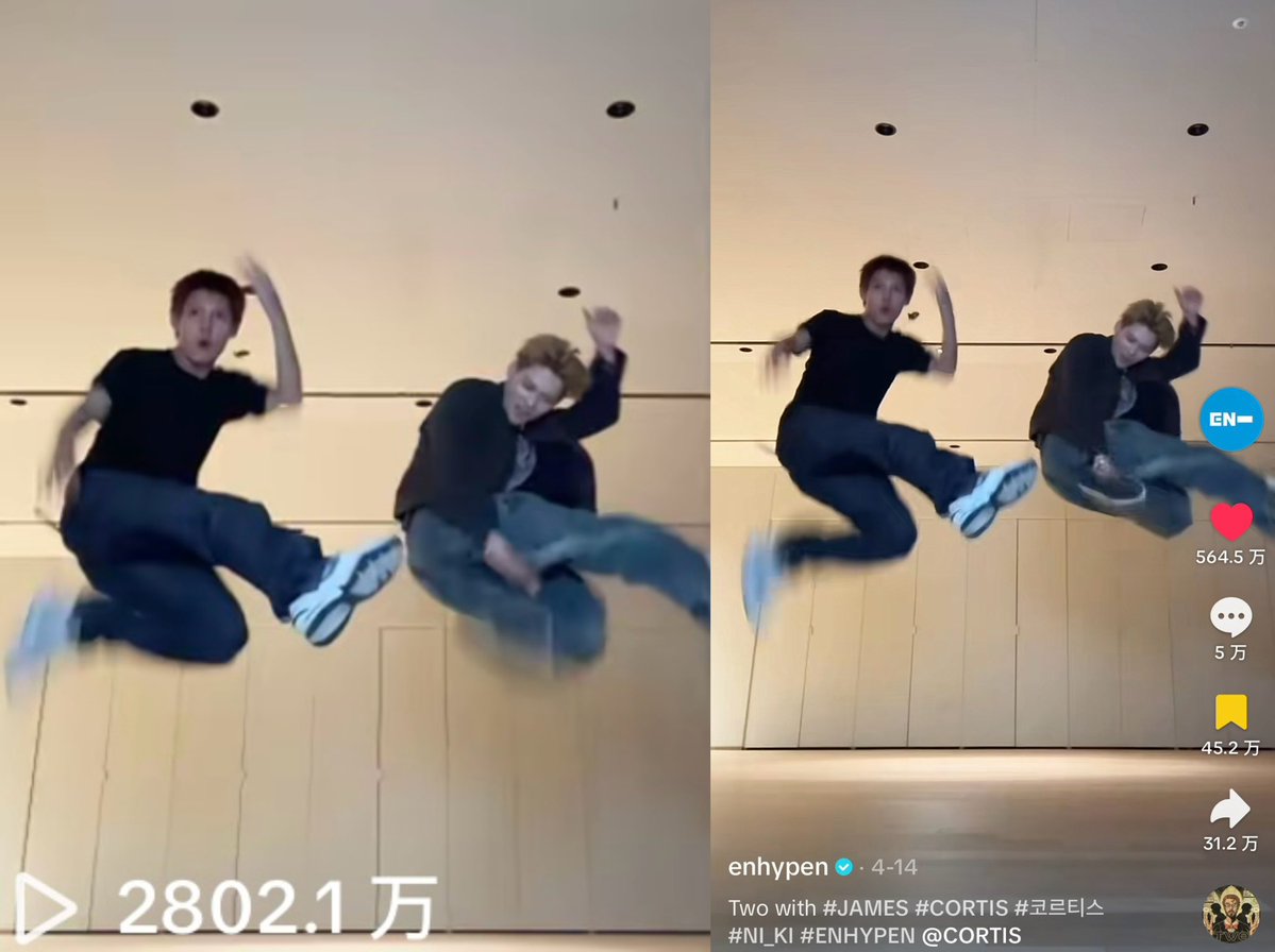 yyqqhhqqyy's tweet photo. #NI_KIMPACT

“Two” Challenge video by Ni-Ki &amp; James has become the most popular video on all four apps (Tiktok, IG, YT, Douyin) for the Enhypen group this year. https://t.co/VsBCClcBpj