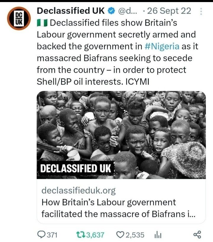 NeroBrownnn's tweet photo. Evil @BBCAfrica @BBCWorld you never made a mention of the propaganda role you played against Biafra during the War,
We Shall Never forget!!!
We Shall Never Forget!!!
We will always Remember!!!
#Biafrafiles
๐๐๐ https://t.co/YGQIcbSrML