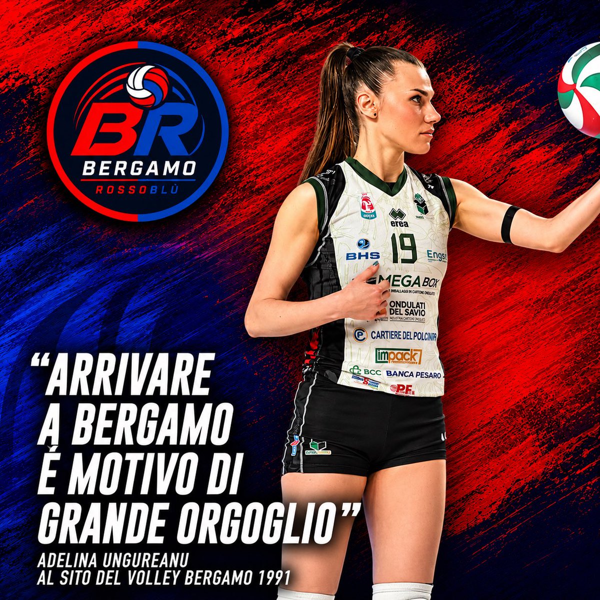 Bg_Rossoblu's tweet photo. “Arrivare a Bergamo è motivo di grande orgoglio”. Parola di Adelina Ungureanu ai canali del Volley Bergamo 1991 il giorno dell’annuncio dell’ingaggio 

#adelinaungureanu #volleybergamo1991 #bergamorossoblu https://t.co/vQaitTqLNa