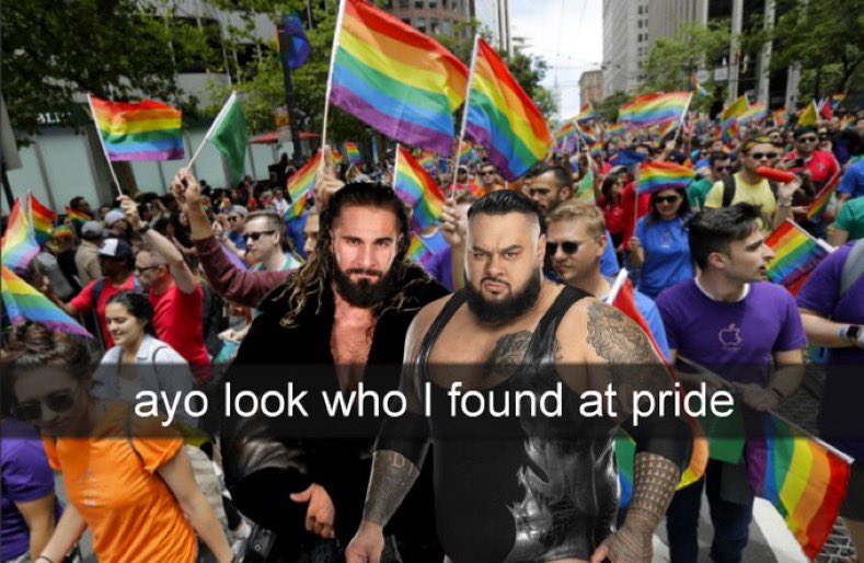 MeatBearWrestle's tweet photo. Happy Pride Month 🌈 specifically to @BRONSONISHERE 🥩🌊🥩 https://t.co/o5R0ystRkQ