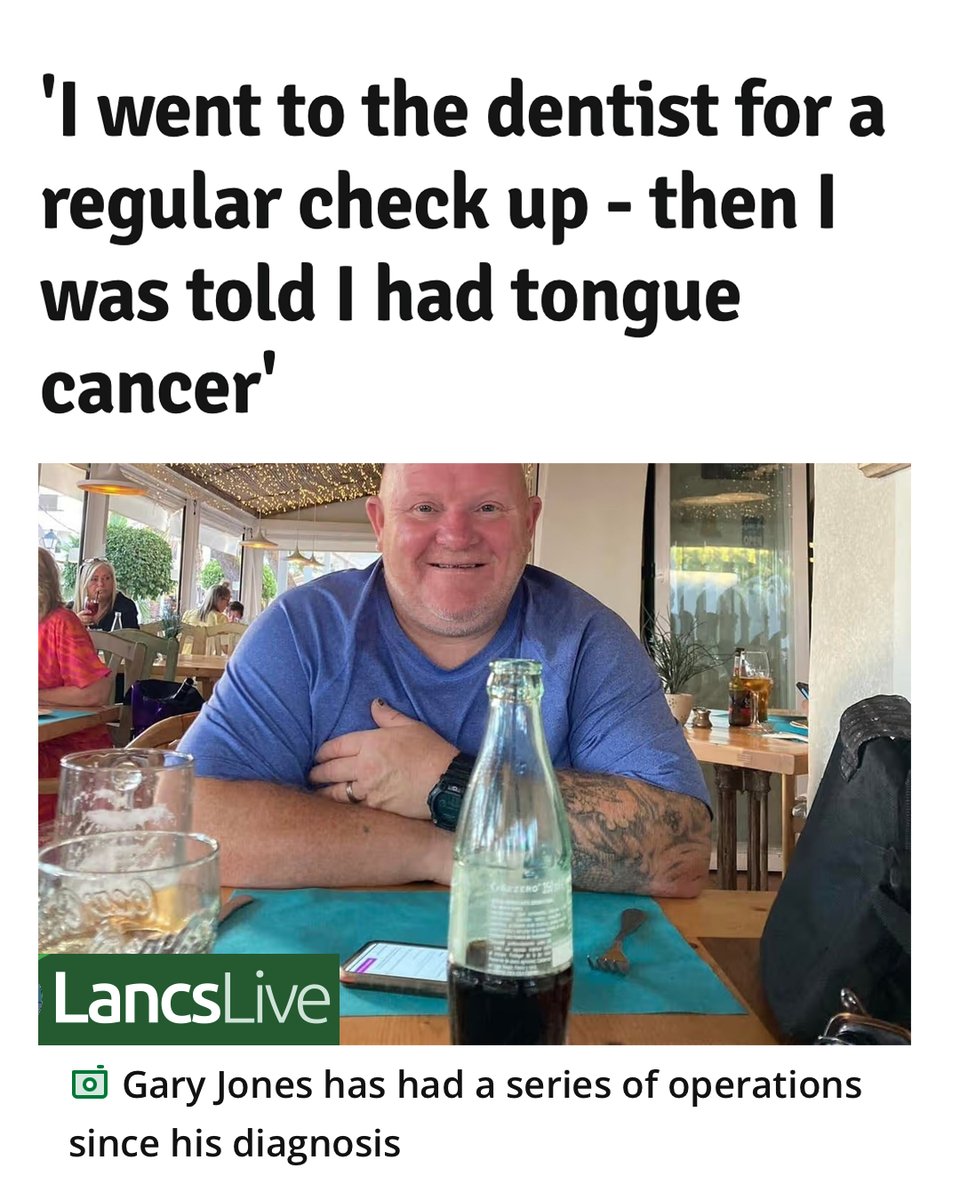 TheBDA's tweet photo. "A lot of people are saying it's hard to get into a dentist but a trip to the dentist could literally save your life," warns tongue cancer survivor Gary Jones. 

Government needs to go further and faster on restoring access to dental care. 

https://t.co/mVj7refVPd https://t.co/xYRQlInpxY