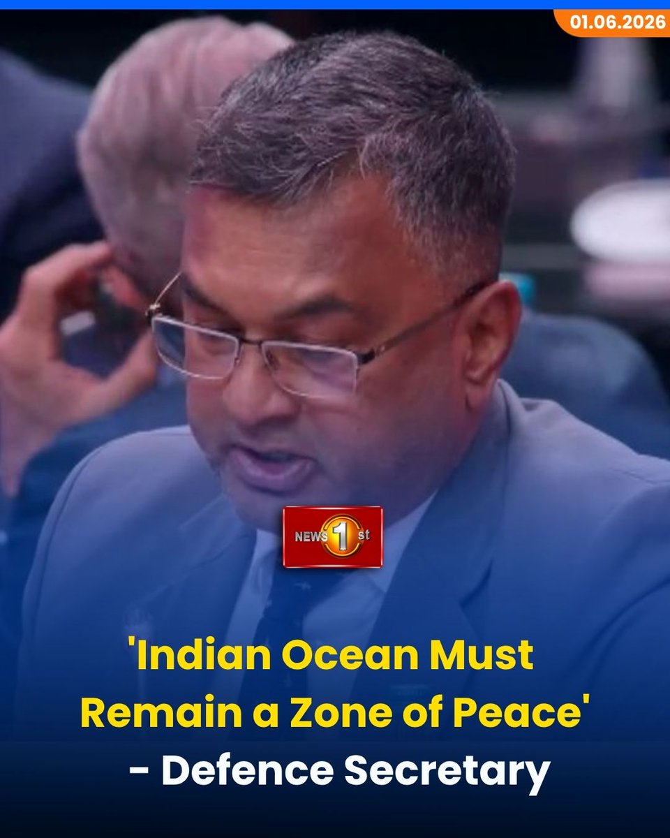 NewsfirstSL's tweet photo. 'Indian Ocean Must Remain a Zone of Peace' - Defence Secretary
Details: https://t.co/0zufJMIqry
#Newsfirst #Newsfirstenglish #News1st #Geopolitics #GlobalStability #MinistryOfDefence #InternationalSecurity #ForeignPolicy https://t.co/Rkrs4P8QzS