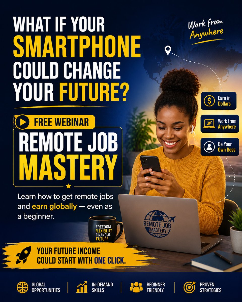 Digitalsdx's tweet photo. Join The Remote Job Mastery (Free Webinar to Unlock Your Future) by Tarzs Ighor - Nigeria Forum https://t.co/D5xuWDapCO https://t.co/Sxi8UW00id