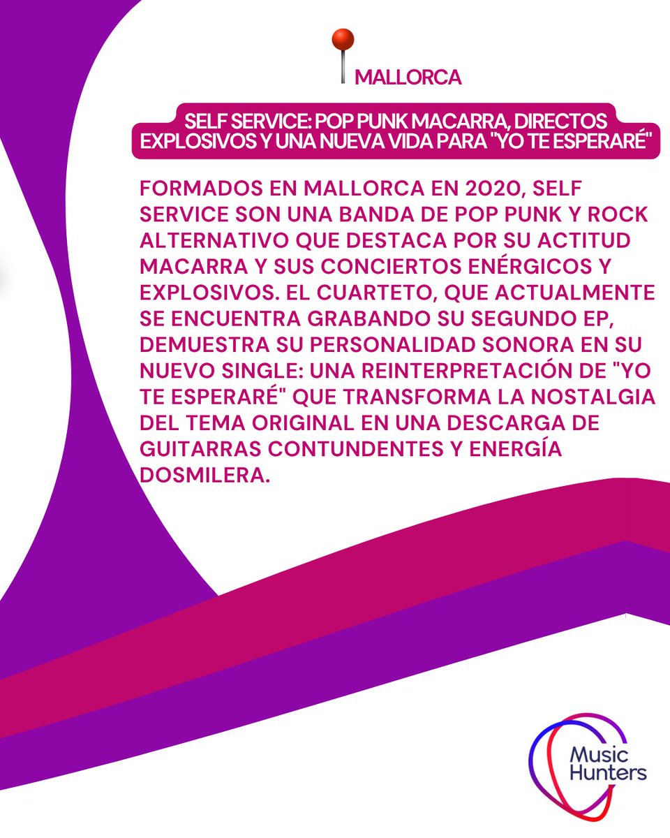 musichunters_es's tweet photo. Empezamos la semana dando la bienvenida a la familia a los chicos de Self Service. Desde Mallorca llegan con una propuesta cargada de punk rock alternativo que nos llevara a los años 2000 pero sin perder ese toque de modernidad.

https://t.co/ThuCqDl7xc https://t.co/AhmzP4dPjh