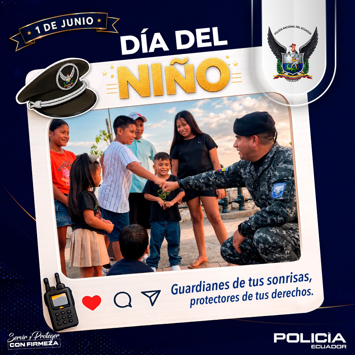 CmdtPoliciaEc's tweet photo. En cada sonrisa de una niña o un niño encontramos la razón más noble para servir. 

Hoy, en su día, reafirmo mi compromiso de seguir trabajando por su seguridad, sus derechos y su bienestar, para que crezcan con confianza, alegría y esperanza.

Proteger a la niñez es proteger el futuro del Ecuador.

#DíaDelNiño
#ServirYProtegerConFirmeza