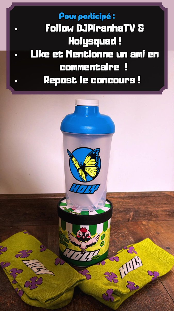 DJPiranhaTV's tweet photo. Le #Giveaway du début de l’été est là les amis ! 🎁✅🥤

Pour participer : 

1️⃣ Follow @DJPiranhaTV &amp; @holysquad_fr 🥤
2️⃣ like &amp; mentionne un ami en commentaire ! ✌🏼
3️⃣ Retweet 🔄

T.A.S le 21/06/2026🎁✅❤️

#CONCOURS #GiveawayAlert #partner
#holysquad https://t.co/6OxYyX2oTV