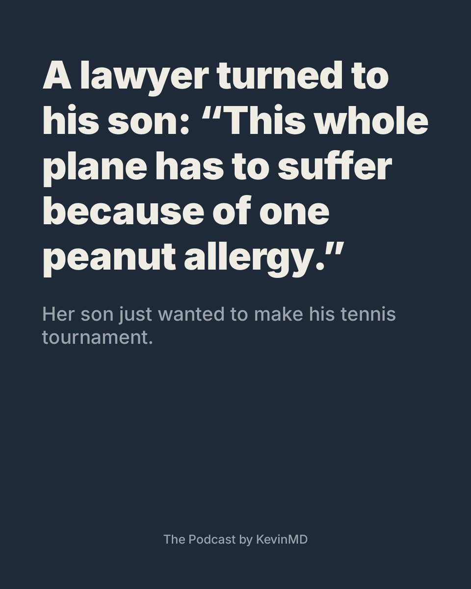 kevinmd's tweet photo. The Department of Transportation just affirmed food allergy as a disability under the Air Carrier Access Act. Then it restricted pre-board protection to peanut and tree-nut allergies only.
 
That is a structural error.
 
The ruling extrapolated from the specific characteristics of prior plaintiffs (peanut and tree-nut allergies) rather than the legal category they fell under (food allergy as disability). It creates a hierarchy within a single disability category that no other disability category faces.
 
Then the airlines started disregarding even the narrow scope.
 
Southwest has been denying pre-board to passengers with peanut and tree-nut allergies despite the ruling explicitly protecting them. Frontier still serves peanuts. A Southwest captain threw a passenger off a flight for asking to pre-board with a pistachio allergy, which is a tree-nut allergy and protected under the ruling. JetBlue's published policy is to notify the row in front and the row behind the allergic passenger. The execution is left to whichever crew is working that day.
 
The numbers: a Northwestern survey of 4,704 passengers flying with food allergies. 98 percent report anxiety. 70 percent were promised accommodations that never came through. Roughly 32 million Americans live with food allergies.
 
The marginal cost of letting all food-allergic passengers pre-board to wipe down their seat is roughly zero. The marginal cost of NOT letting them is one episode like this, multiplied by every flight, every day.
 
The medical-equipment argument is the one airlines have not answered. Oxygen tanks and defibrillators are on every commercial aircraft for foreseeable in-flight emergencies. Epinephrine auto-injectors are not standard. The FAA reauthorization decision is the next pressure point.
 
Leanne Mandelbaum, who brought the original 2019 complaint that first established food allergy as a disability under federal law, lays out the cinematic scene that drove her advocacy: her son Josh on a JetBlue flight, a passenger in the next row saying out loud to his own child that the whole plane was suffering because of "one fricking jerk of a child with a peanut allergy," and a different flight attendant quietly offering to wait until landing to eat her own peanut butter sandwich.
 
Her closing line about Josh after exposure and an auto-injector: "I have seen my son completely lose the light in his eyes. The light came back."
 
Listen to the full conversation on The Podcast by KevinMD. Link in the replies.
 
What is the single change to airline disability-accommodation policy that would move pre-boarding from cabin-crew discretion to documented workflow step?
 
#FoodAllergy #ThePodcastbyKevinMD