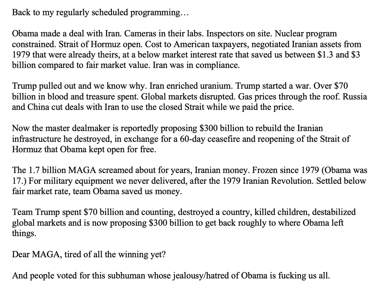JXDirector's tweet photo. The great deal maker strikes again.

#Trump #GOP #Iran #Obama https://t.co/xTL7Gg4qkx