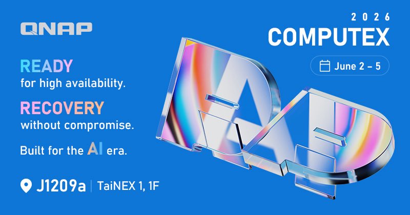 jmramirez's tweet photo. 🚀 QNAP estará presente en Computex 2026

Del 2 al 5 de junio de 2026, @QNAPEspana participará en Computex 2026, uno de los eventos tecnológicos más importantes del mundo, celebrado en Taipéi.

🔗 Más información:
https://t.co/Y3QuPMKWim https://t.co/pUbLiakEo6
