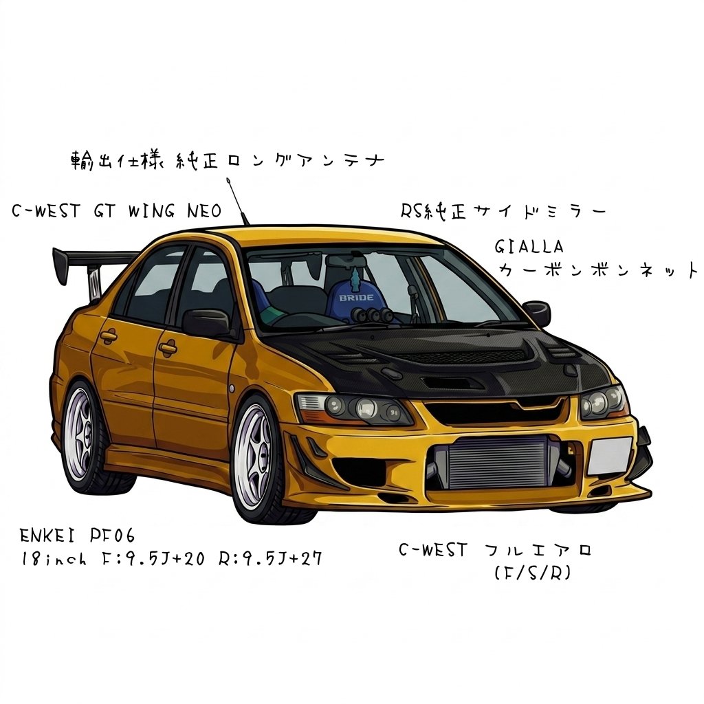 glanza4191's tweet photo. 自己紹介的なやつを作ってみた
外装のスペックだけ

(Geminiでイラスト生成して文字は加筆) https://t.co/Xit80lAsCW