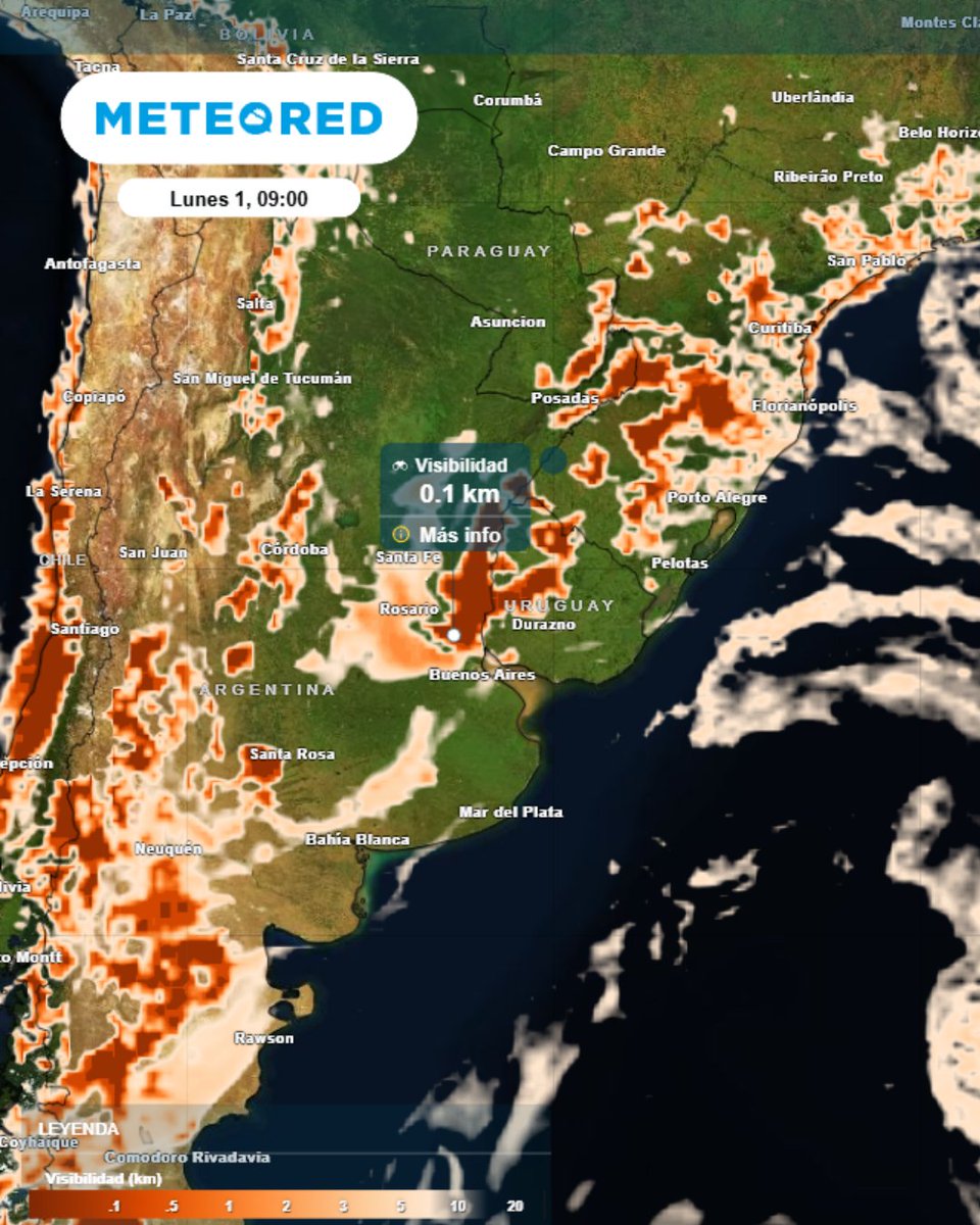 MeteoredAR's tweet photo. #Junio inicia con una atmósfera saturada de humedad, formando #neblinas y densos bancos de niebla en el centro y noreste argentino. 
🌫️Entre Ríos ya registra visibilidad muy reducida (entre 800-100 metros), 100 % de HR, y ST de 5 °C 🥶.

📲 Más info 👇 
https://t.co/tKfDnahUI5 https://t.co/HEFM3Olz6z