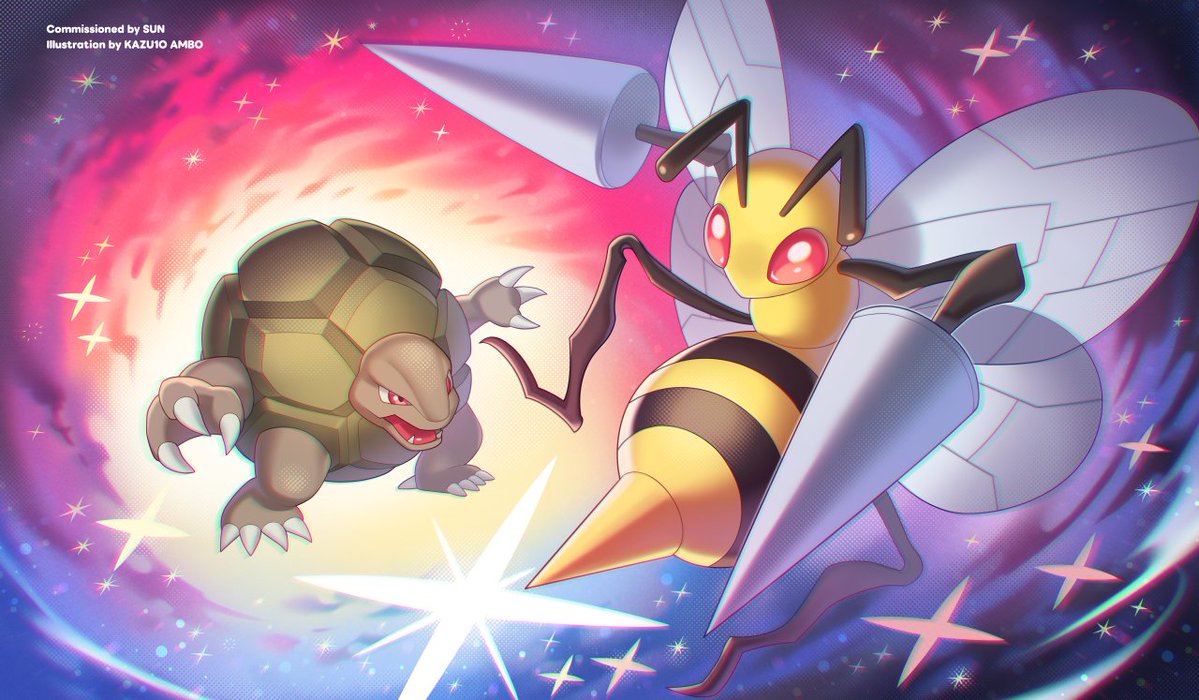amb0_0's tweet photo. 【お仕事告知】

#PokemonTCG プレイマット
［スピアー VS ゴローニャ］
#イラスト 担当いたしました

ゲーム制作でお世話になった
ライターさまのご依頼で
今回描かせていただきました

対戦中もポケモンが見える構図
大会で見かけたらよろしくね⚡️

#StudioAMBOX https://t.co/2CCdsNw8vn