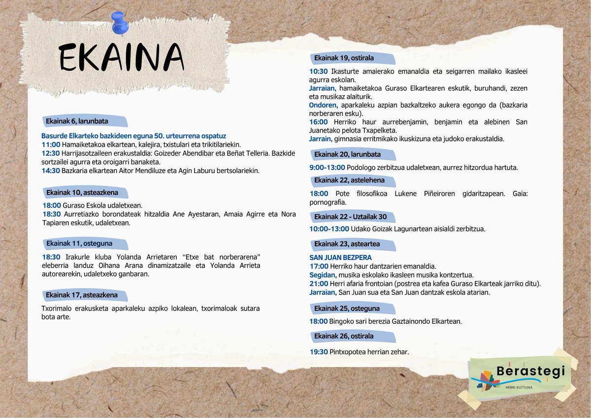 berastegiko's tweet photo. 📆 Ekaineko agenda hemen da. https://t.co/LvtFtfrDpr