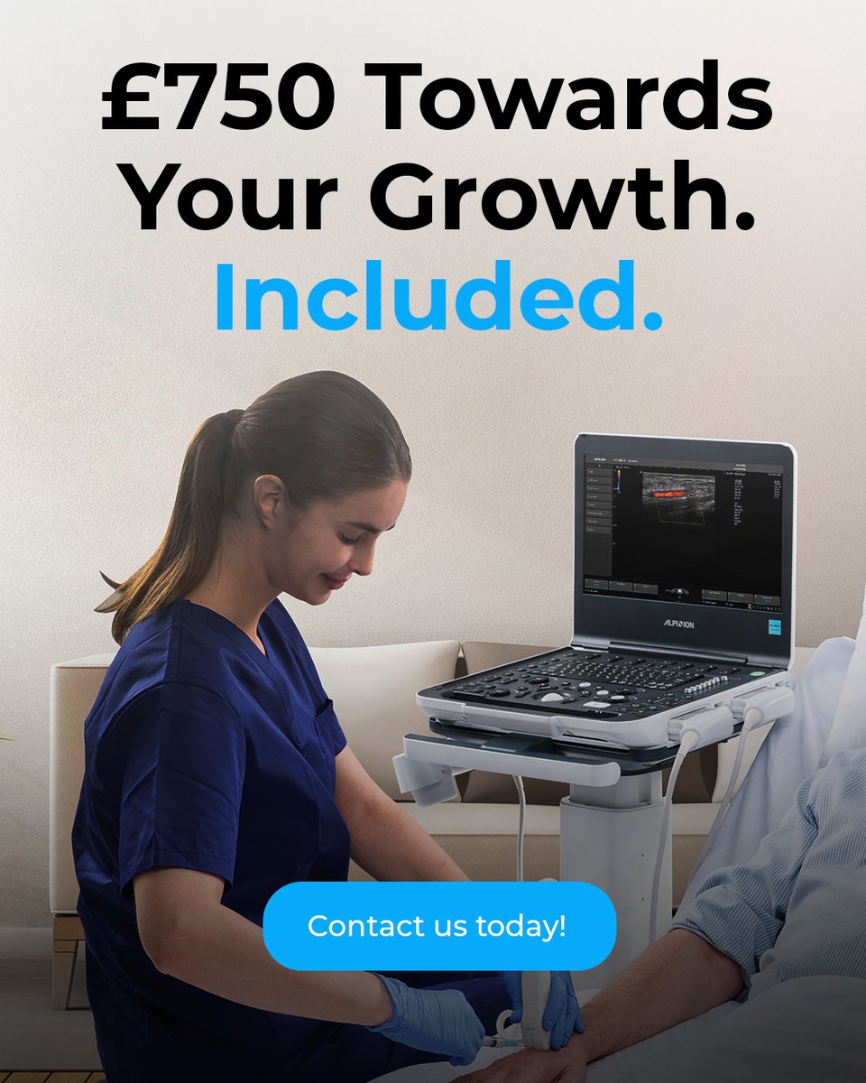 physiquipe's tweet photo. £750 towards your growth. Included.

Invest in an Alpinion i8 or i9 and receive upto £750 towards your professional education, combining advanced imaging with real clinical development.
📞 Call us on: 0161 713 0409
📧 Email: info@physiquipe.com 

#Ultrasound #MedicalImaging https://t.co/K9tZhv1JTt