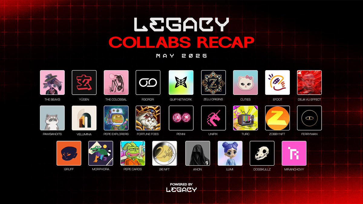LegacyWeb3io's tweet photo. [RECAP] May 2026 | Legacy Web3

A month defined by consistency, execution, and community wins.

- High-conviction collaborations secured
- Exclusive spots distributed
- Opportunities delivered week after week

Throughout May, @LegacyWeb3io partnered with top-tier projects and brought valuable opportunities directly to our community.

June will be bigger — stronger partnerships, more opportunities, and continued growth.

This is what Legacy looks like.

Be Legacy. ⚔️🖤