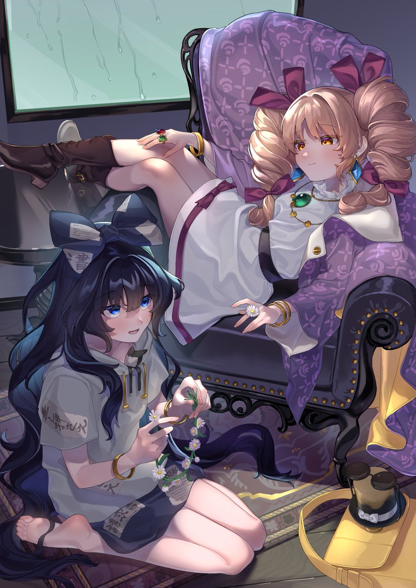 wanwan_soba's tweet photo. 𖧷東方月花録｜6月編𖧷

❖Characters：依神紫苑&amp;依神女苑

❖Flowers：ハルジオン&amp;ヒメジョオン

❖Flower languages：「追憶の愛」&amp;「素朴で清楚」

次回は7/1(水) 20:00に投稿します
お楽しみに🌸 https://t.co/wQ0hOXwB8E