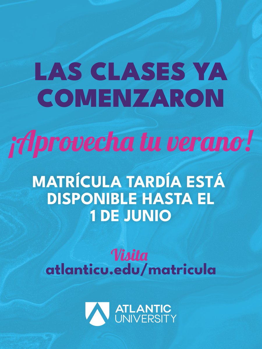Atlanticpr's tweet photo. ¡Último día para matricularte!

Hoy es el último día para hacer matrícula tardía.
Asegura tu espacio completando tu proceso ahora.

Más información aquí: https://t.co/wrYbLBHSaQ https://t.co/rlAHZwSegg
