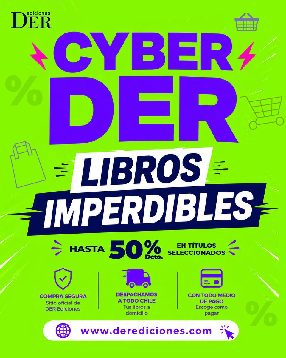 DEREdiciones's tweet photo. 🔥 ¡CYBERDER está ON FIRE! 📚 

¿Listo para facturar más? Aprovecha hasta 50% de descuento, compra seguro y recibe en 
todo Chile

Corre a https://t.co/68M1xmyxIR y no dejes pasar esta oportunidad 😱✨ 
 #CYBERDER #Descuentos #LibrosJurídicos #DEREdiciones https://t.co/BuyIiSmzYu