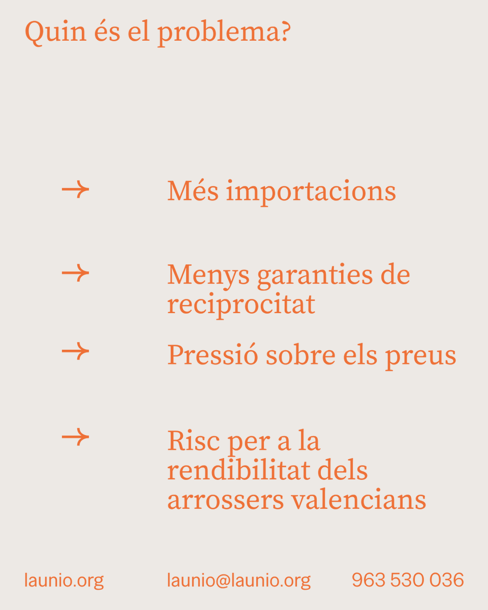UnioLlauradora's tweet photo. 🚨 Més de 17.000 t. d'arròs argentí entren pel port València.

Exigim reciprocitat, controls fitosanitaris estrictes i etiquetatge obligatori origen arròs.

✊ Defensar els arrossers valencians és defensar sobirania alimentària.

Descobreix tot: https://t.co/teBX3hZit4 https://t.co/EBWxnnlhmt