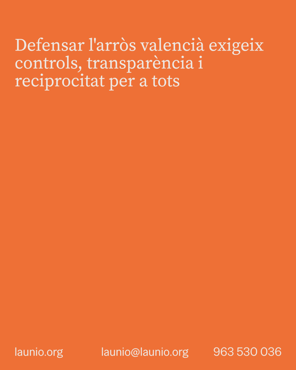 UnioLlauradora's tweet photo. 🚨 Més de 17.000 t. d'arròs argentí entren pel port València.

Exigim reciprocitat, controls fitosanitaris estrictes i etiquetatge obligatori origen arròs.

✊ Defensar els arrossers valencians és defensar sobirania alimentària.

Descobreix tot: https://t.co/teBX3hZit4 https://t.co/EBWxnnlhmt