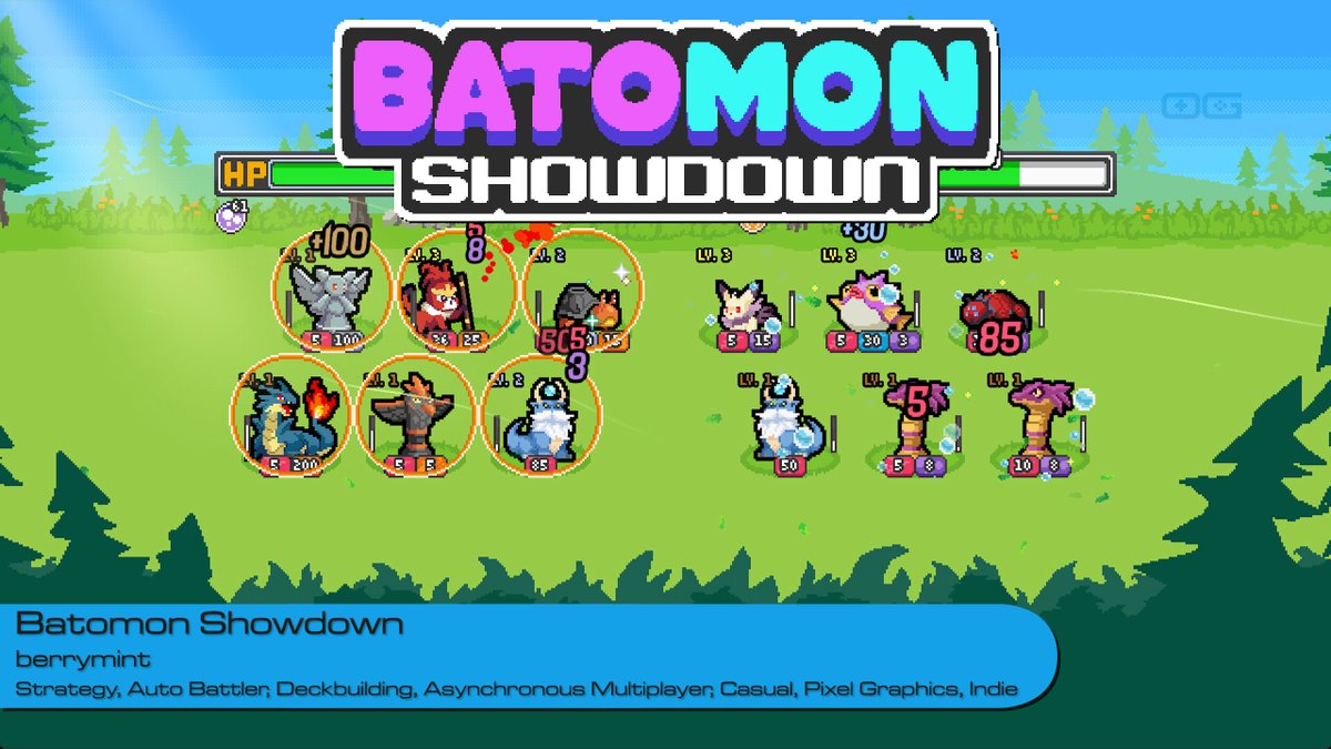OverageGmngCom's tweet photo. OG plays Batomon Showdown!
https://t.co/HAxEH5GCCf
Like & Sub!
@berrymintdev
#BatomonShowdown #AutoBattler #CreatureCollector #IndieGame #PokemonInspired #PixelArt #AsynchronousPvP #SuperAutoPets #PokemonShowdown #IndieDev #Berrymint #StrategyGame #CardBattler #FamilyFriendly https://t.co/cdZnfHvMtb