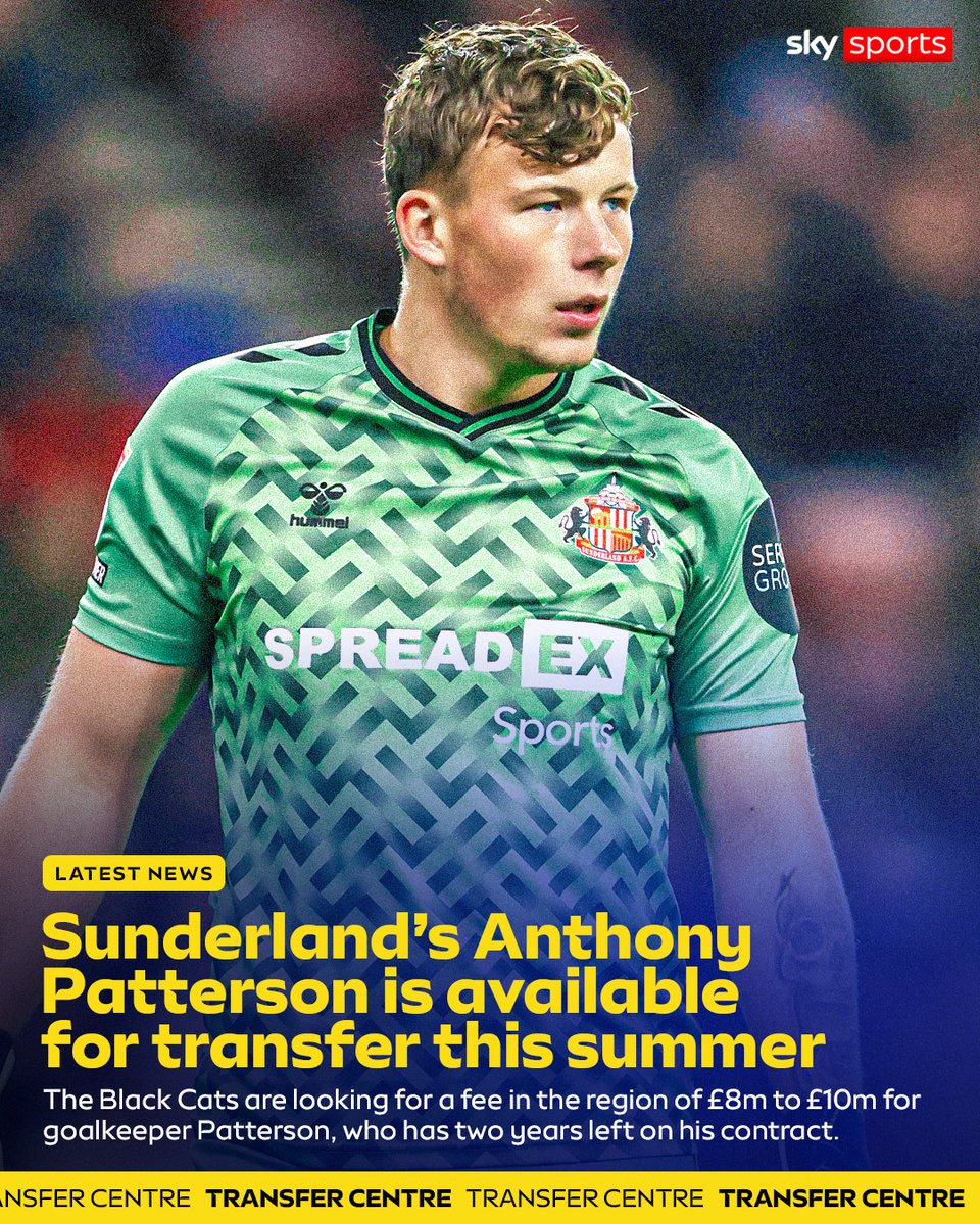 SkyFootball's tweet photo. Sunderland goalkeeper Anthony Patterson is available for transfer this summer with a number of Championship clubs interested in the 26-year-old 🚨 https://t.co/oB35yGU6NH