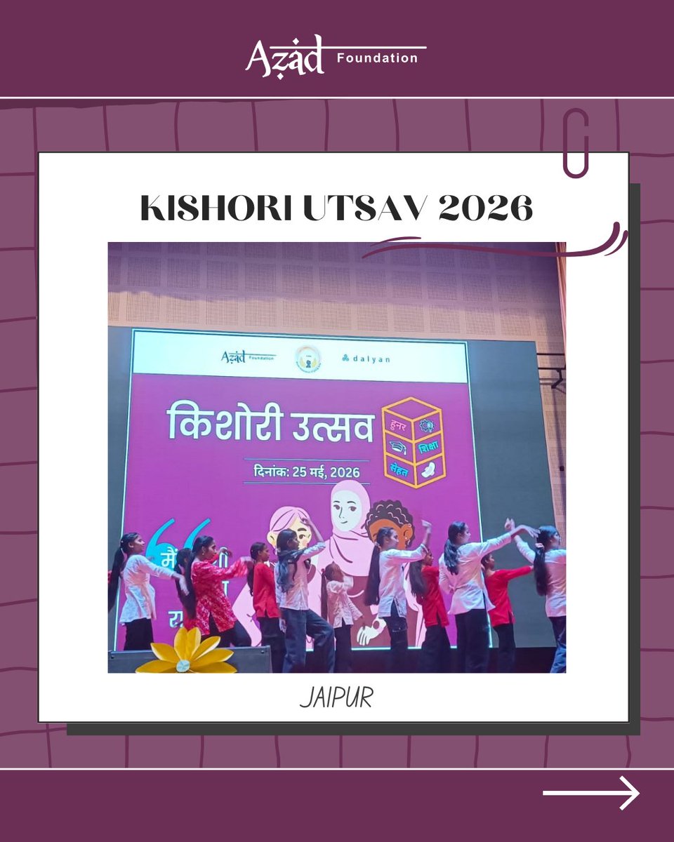 FoundationAzad's tweet photo. ✨ Azad Kishori Utsav 2026 ✨ 

🌸 "Sehat, Shiksha aur Hunar ka Sangam" 🌸

What an inspiring day of celebration, leadership, learning, and collective action!

Azad Foundation Jaipur proudly hosted Azad Kishori Utsav 2026, bringing together 475+ Kishori Leaders, alumni leaders, https://t.co/lzncnJDpO1