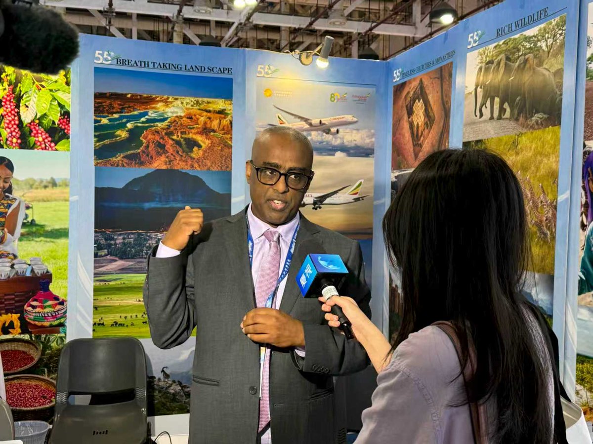 ETEmbassyPEK's tweet photo. The Embassy participated in the 11th Xiamen International Leisure Tourism Expo 2026 (May 29–31, 2026).  
Promoted Ethiopia tourism through its exhibition booth, gave an interview to Xiamen TV, and delivered a presentation showcasing Ethiopia’s tourism potential.
#VisitEthiopia https://t.co/beSpLPnfPk