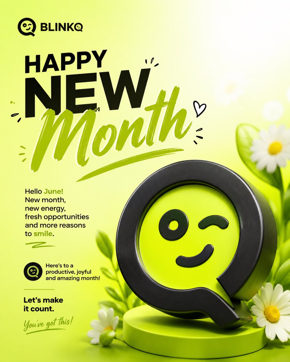 BlinkQ_'s tweet photo. June is here. 🌱
New goals. New opportunities. New connections. 😉
Wishing you a productive, joyful, and successful month ahead.
#HappyNewMonth #BlinkQ #HelloJune https://t.co/BRhOuNquEG