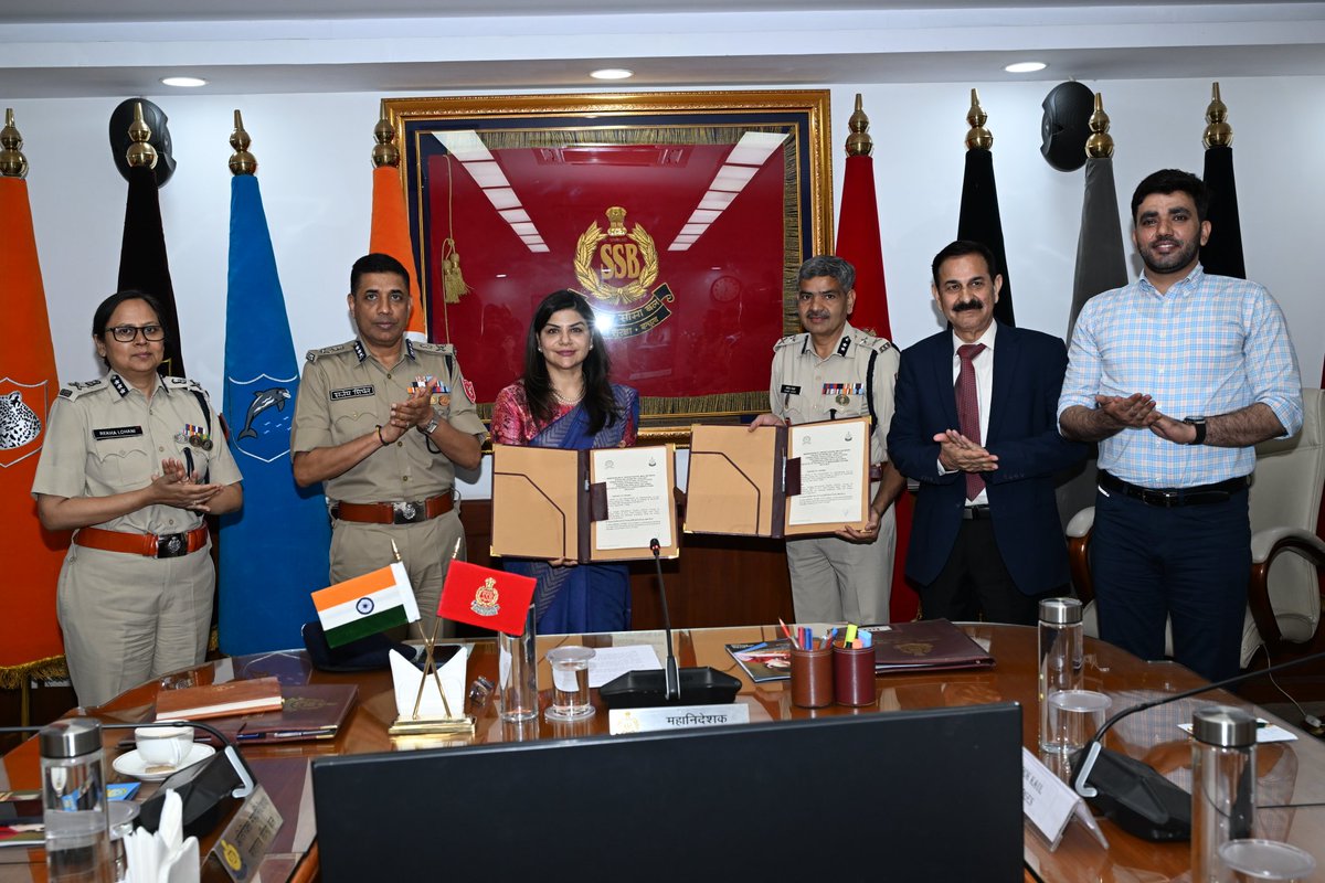 SSB_INDIA's tweet photo. 🌟 Another Significant Step Towards the Welfare of Force Personnel.

Today, Sashastra Seema Bal (#SSB) signed a Memorandum of Understanding (#MoU) with Pawan Ganga Educational Society (PGES), New Delhi, creating enhanced educational opportunities for the wards of #SSB personnel.

Sh. Sanjay Singhal, #DGSSB, and other senior officers of Force HQ were present on the occasion, while officers and personnel from field formations witnessed the proceedings virtually.

Colonel Ashok Kaul, Director, PGES; Ms. Swati Joshi, Principal, GIS; and other dignitaries from Pawan Ganga Educational Society also graced the occasion.

Key benefits include: 
✅ 10 fully free GIS School seats for wards of SSB martyrs (mess charges applicable) 
✅ 60% fee concession for 250 eligible SSB wards 
✅ 40% fee concession on 50 seats under the Public Outreach Programme 
✅ 5 full tuition-waiver seats at GITAM for wards of SSB martyrs 
✅ 20% tuition fee waiver for 100 wards of SSB personnel 
✅ Access to skill development, innovation ecosystems, internships, entrepreneurship support, and placement assistance

#SSB remains committed to the welfare, education and future of its personnel and their families.

#SSB #NationFirst #Education #WelfareInitiative

@HMOIndia @PIBHomeAffairs @PIB_India @ani_digital
@PTI_News @airnewsalerts 
@GangaIntlll
