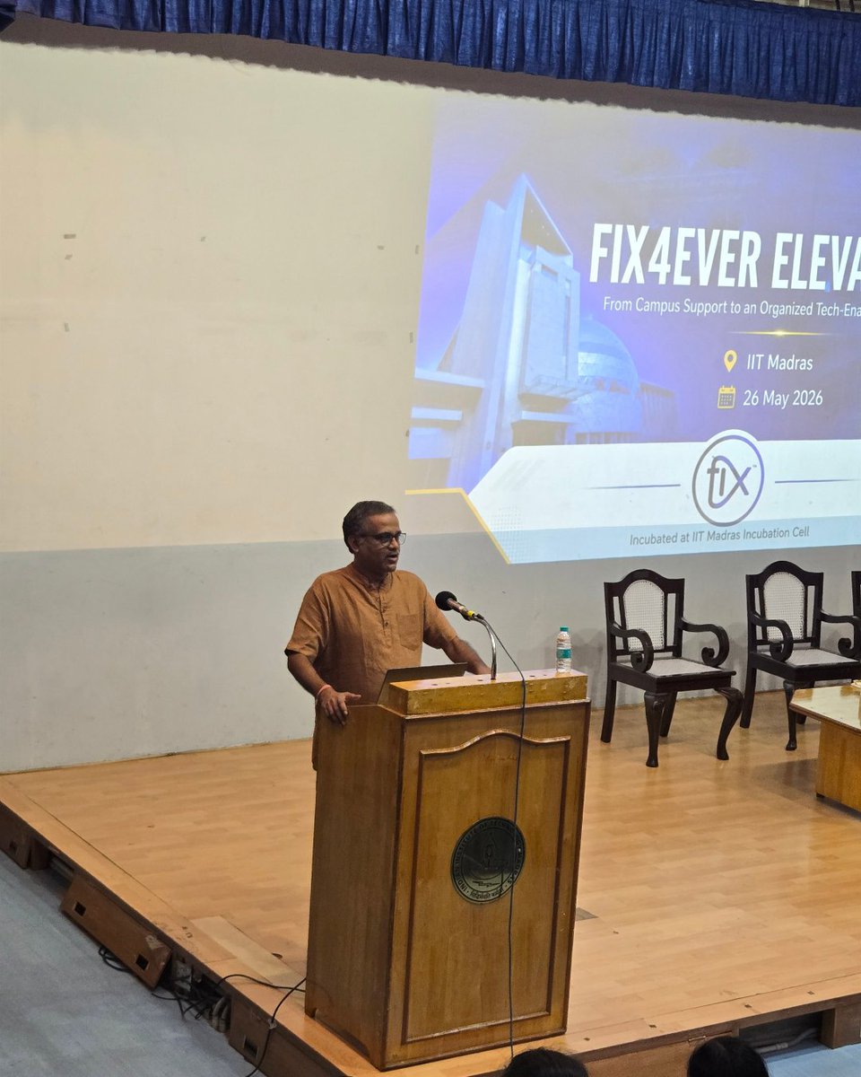 Fix4ever_india's tweet photo. We proudly celebrated 1 year of Fix4Ever and the launch of our new app through Fix4Ever Elevate 2026. 🚀
Honoured to have Prof. Sathyanarayana N. Gummadi, Dean of Students, IIT Madras, as our Chief Guest.
#Fix4Ever #AppLaunch #IITMadras #StartupIndia #LaptopRepairs #Startups https://t.co/8YQJP1UjPX